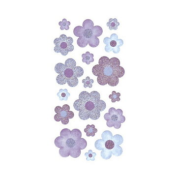 EK Success Sticko Vellum Stickers - Flowers Purple & Blue Glittering