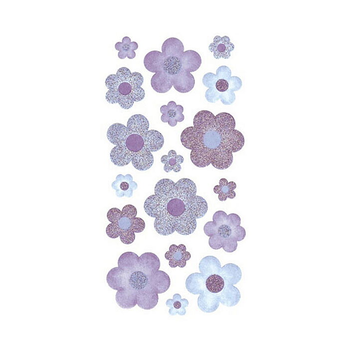 EK Success Sticko Vellum Stickers - Flowers Purple & Blue Glittering
