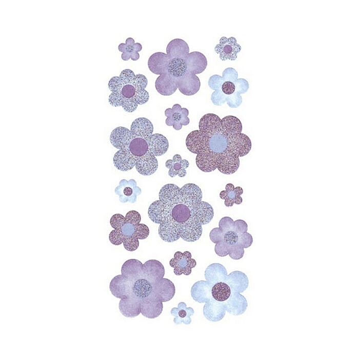 EK Success Sticko Vellum Stickers - Flowers Purple & Blue Glittering