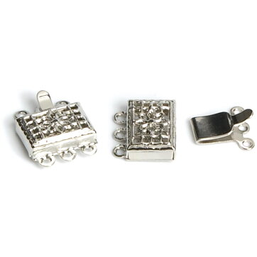 Cousin Basic Metal Findings - Silver Box Clasp 3-strand 11x17 mm