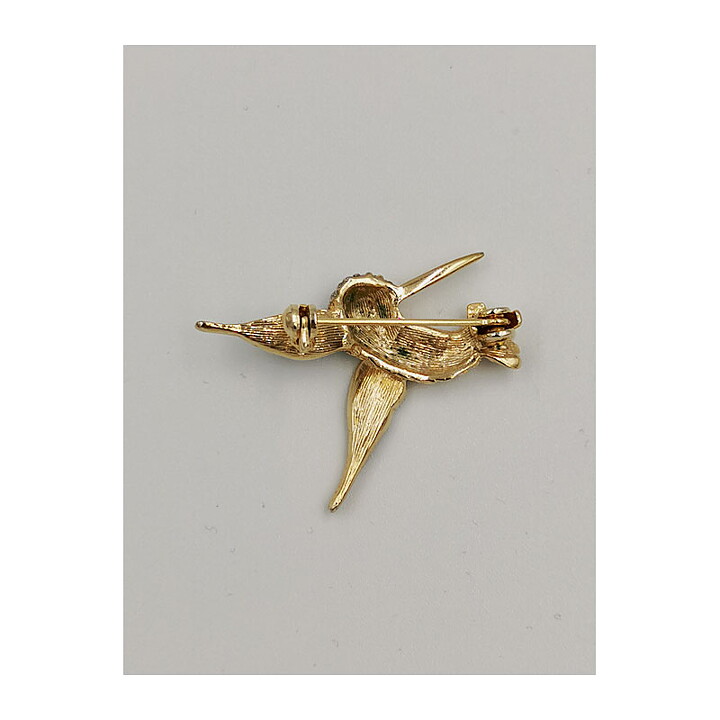Brooch Attwood & Sawyer - Hummingbird Enamelled with Rhinestone
