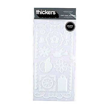 American Crafts Thickers Puffy Stickers - Chit Chat Accents White