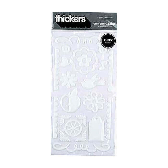 American Crafts Thickers Puffy Stickers - Chit Chat Accents White