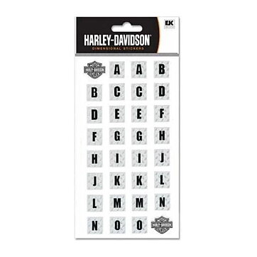 Harley Davidson Stickers - Silver Mylar Alphabet & Numbers