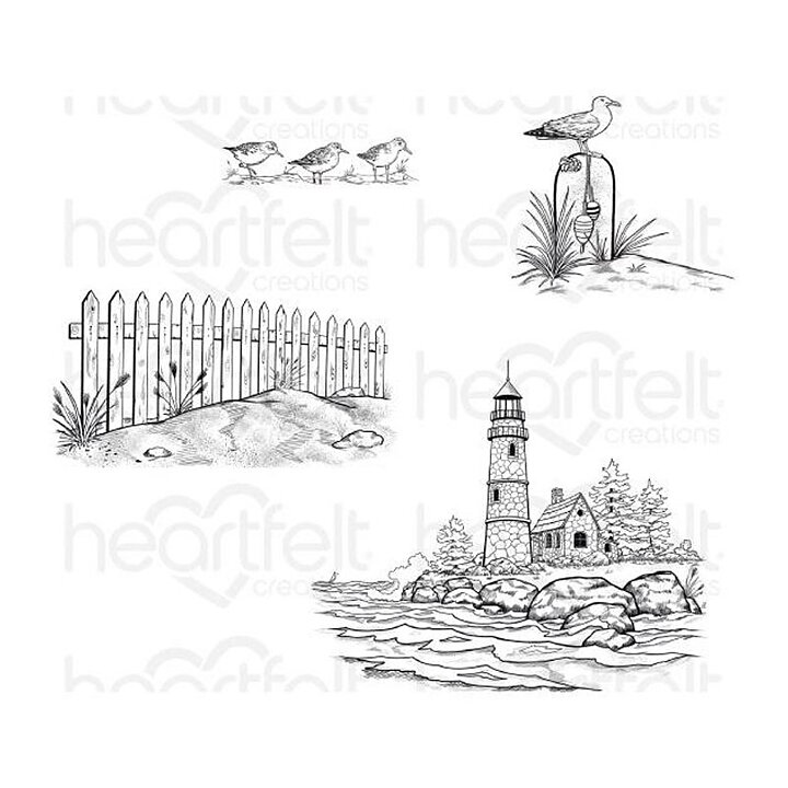 Heartfelt Creations Rubber Stamp Set - Sea Breeze Harbor