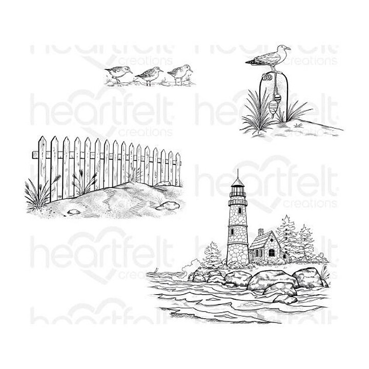 Heartfelt Creations Rubber Stamp Set - Sea Breeze Harbor