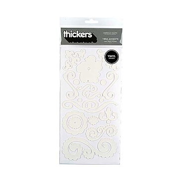 American Crafts Thickers Vinyl Stickers - Vera Accents White