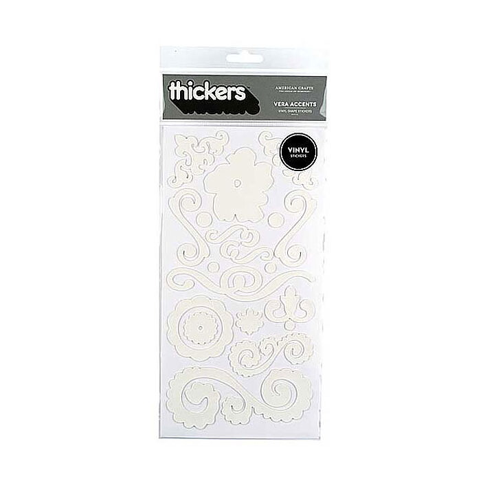American Crafts Thickers Vinyl Stickers - Vera Accents White