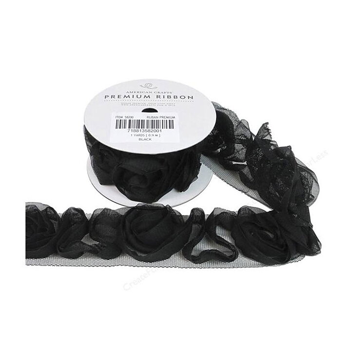 American Crafts Ribbon Ruban Premium - Rose Black