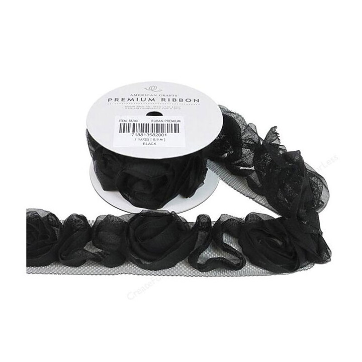 American Crafts Ribbon Ruban Premium - Rose Black