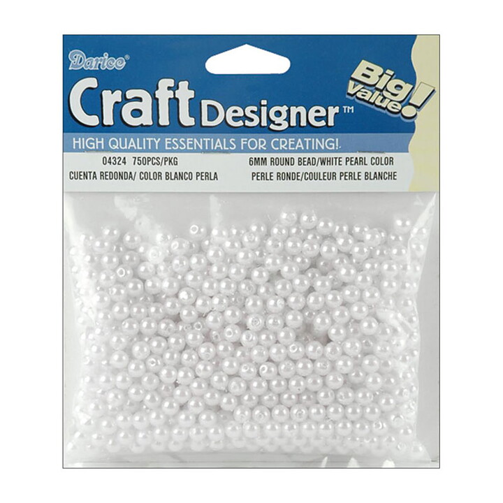 Darice Craft Designer Pearls - White 6 mm
