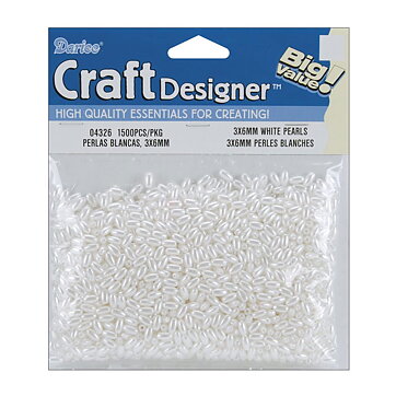 Darice Craft Designer Pearls - White Oval 3x6 mm