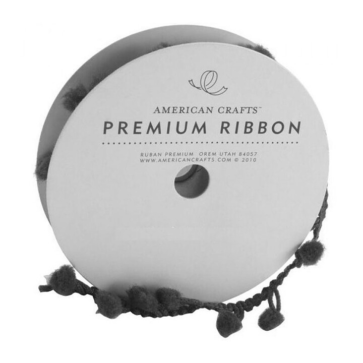 American Crafts Ribbon Ruban Premium - Pom Pom Blac