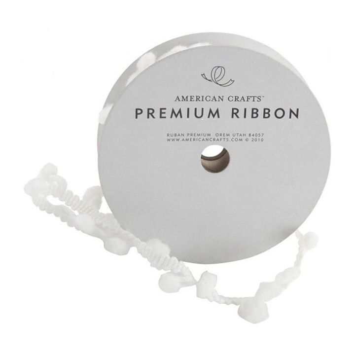 American Crafts Ribbon Ruban Premium - Pom Pom White