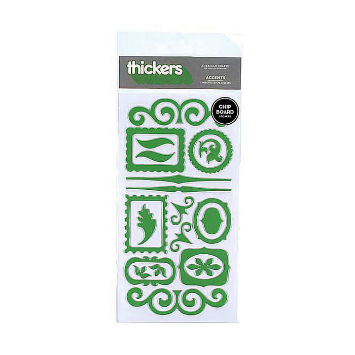American Crafts Thickers Chipboard Stickers - Accents Shape Green