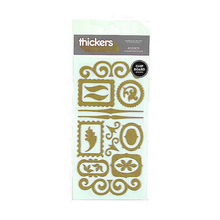 American Crafts Thickers Chipboard Stickers - Accents Shape Gold