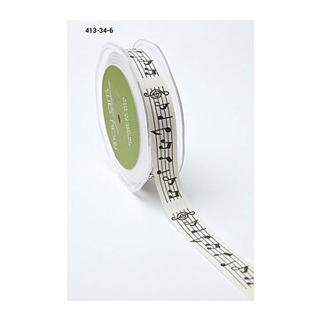 May Arts Printed Ribbon  - Music Notes Ivory 