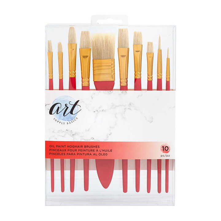 American Crafts Art Supply Basics Oil Hog Hair Brush Set