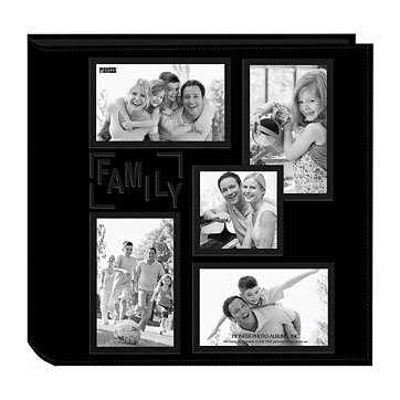 Pioneer 5-Up Sewn Embossed Collage Frame Photo Album - Family Black