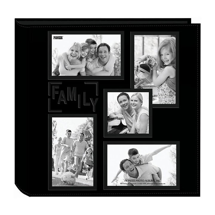Pioneer 5-Up Sewn Embossed Collage Frame Photo Album - Family Black