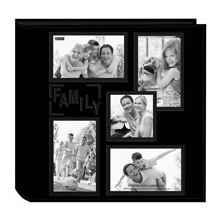 Pioneer 5-Up Sewn Embossed Collage Frame Photo Album - Family Black