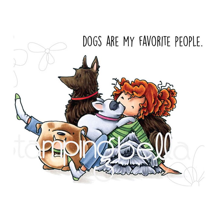 Stamping Bella Cling Rubber Stamps - Tiny Townie Daphme & Her Dogs