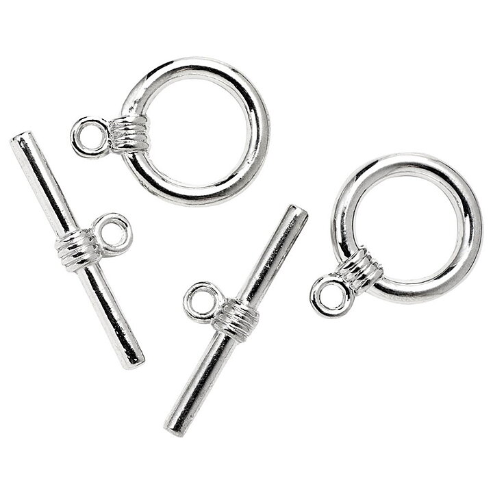 Cousin Basic Metal Findings - Silver Rope Toggle2 Medium 10x19 mm