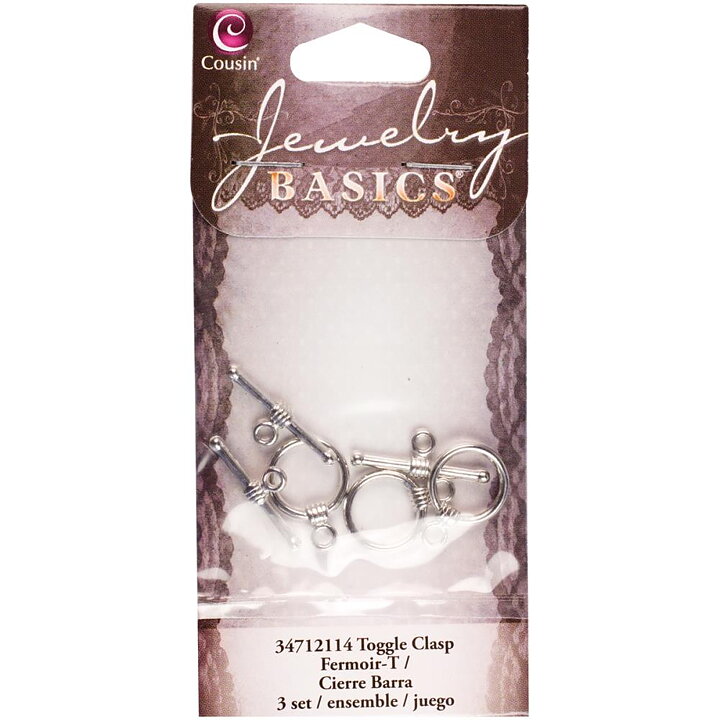 Cousin Basic Metal Findings - Silver Rope Toggle2 Medium 10x19 mm