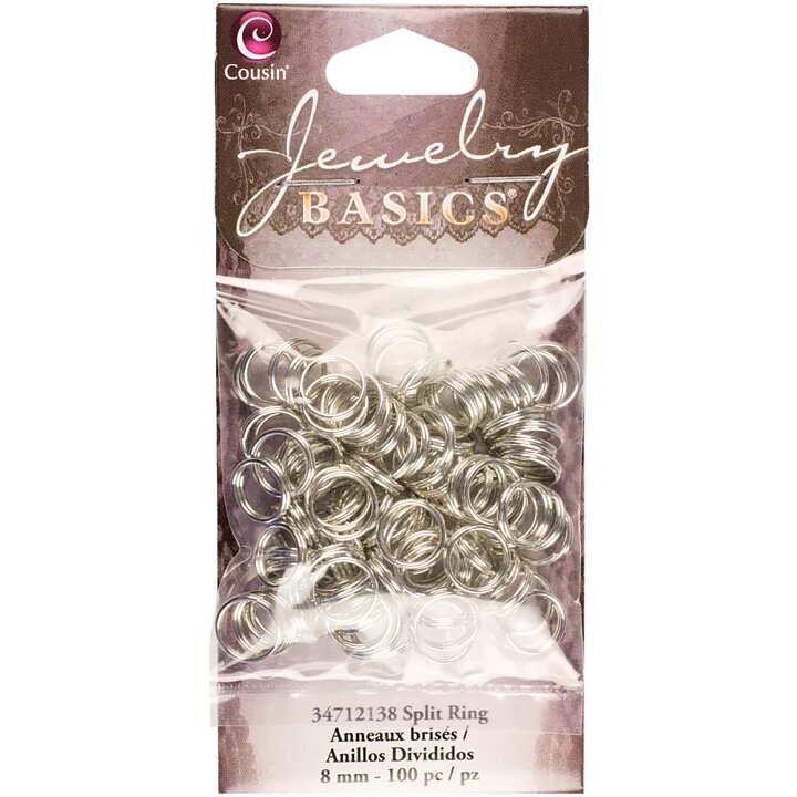 Cousin Basic Metal Findings - Silver Split Rings 8 mm