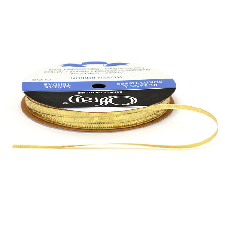 Berwick - Offray Galena Metallic Ribbon  - Gold 7 mm