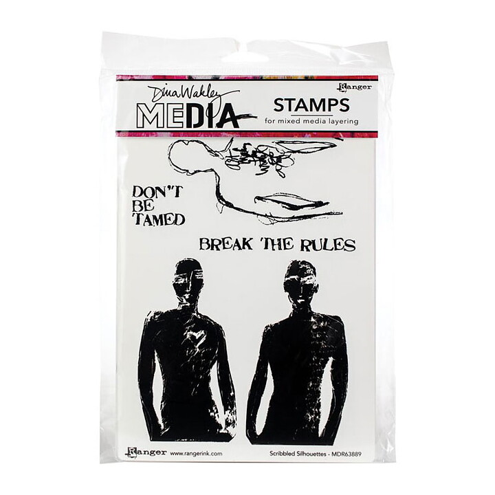 Ranger Dina Wakley Cling Stamps - Scribbled Silhouettes
