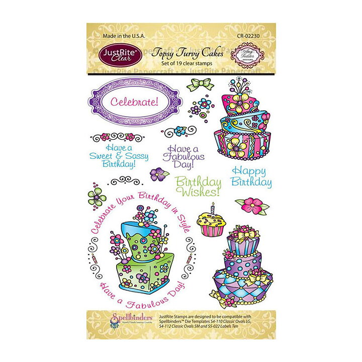 JustRite Papercraft Clear Stamps - Topsy Turvy Cakes