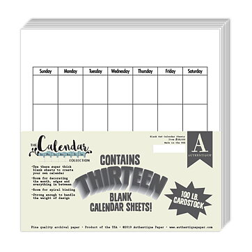 Authentique Single-Sided Cardstock - Calendar Collection Blank