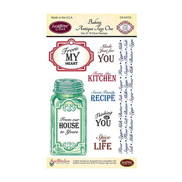 JustRite Papercraft Clear Stamps - Baking Antique Tags One