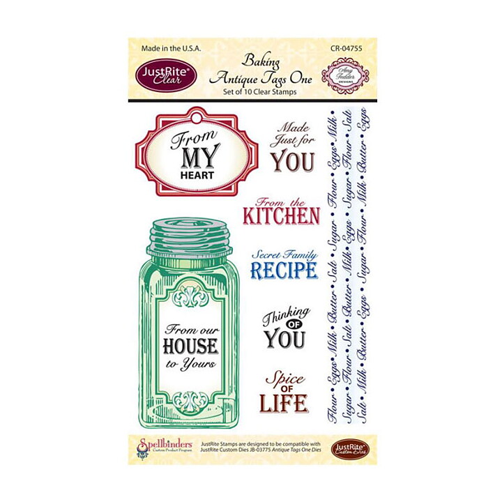 JustRite Papercraft Clear Stamps - Baking Antique Tags One