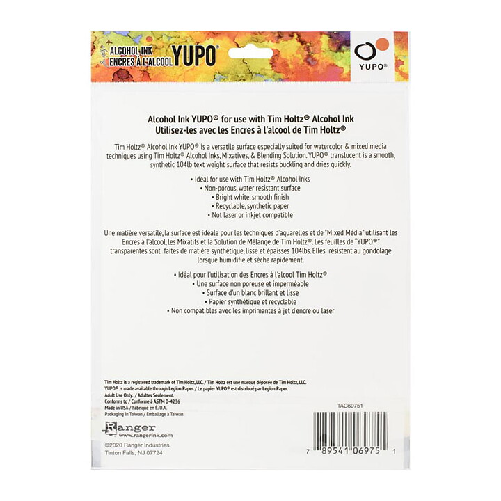 Ranger Tim Holtz Alcohol Ink Translucent Yupo Paper