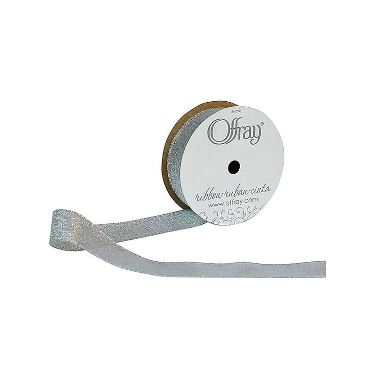 Berwick - Offray Galena Metallic Ribbon  - Silver 15 mm