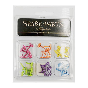 The Paper Studio Spare Parts Printed Brads - Polka Dot Bright