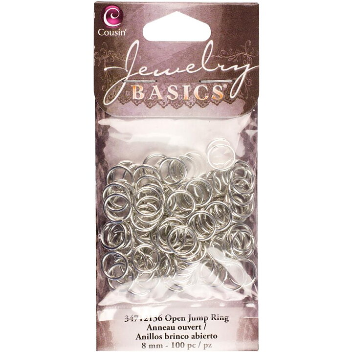 Cousin Basic Metal Findings - Silver Jump Rings 8 mm