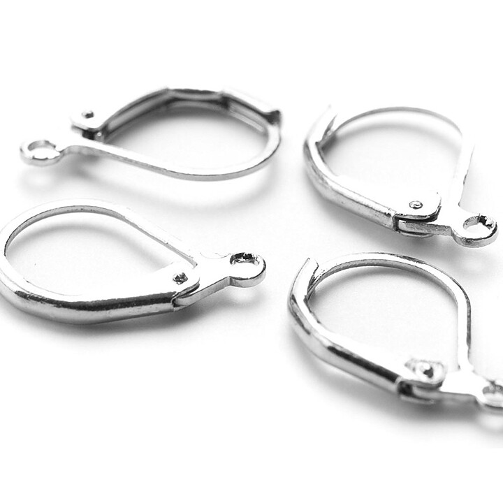 Cousin Basic Metal Findings - Silver Earring Lever2 10x15 mm