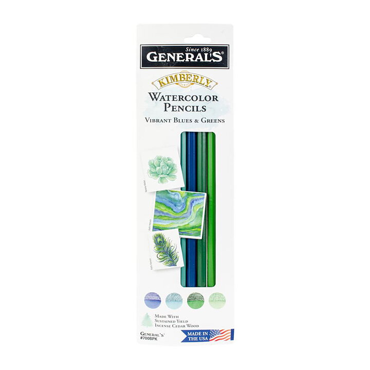 General Pencil Kimberly Watercolor Pencils - Vibrant Blues & Green