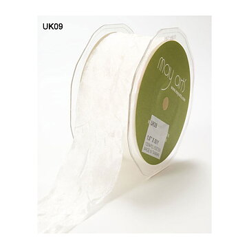 May Arts Silky Cruched Ribbon  - Ivory 38 mm