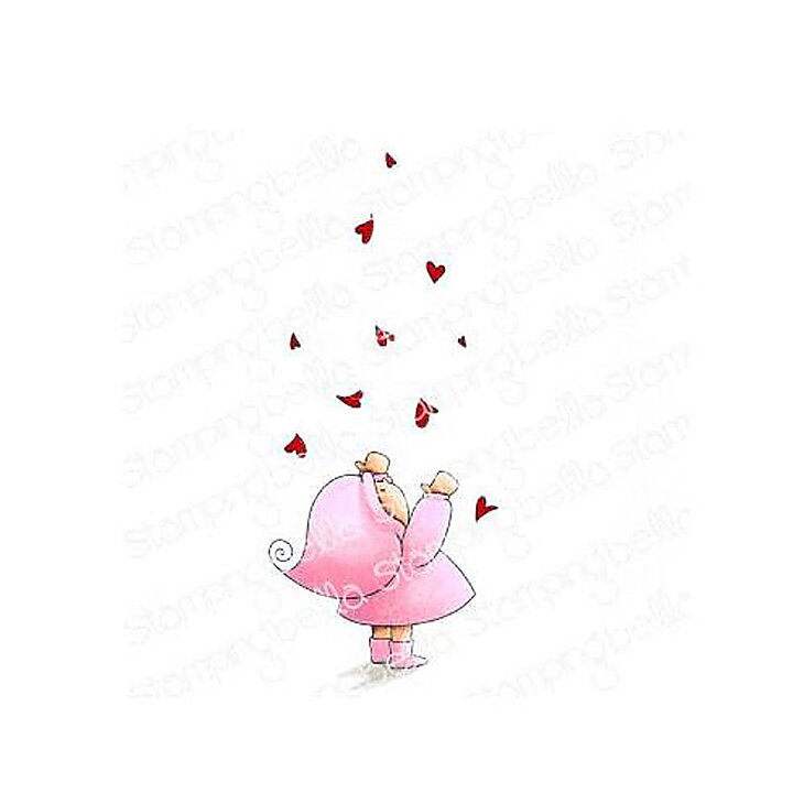 Stamping Bella Cling Rubber Stamps - Bundle Girl with  Falling Hearts