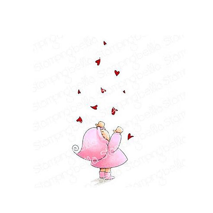 Stamping Bella Cling Rubber Stamps - Bundle Girl with  Falling Hearts