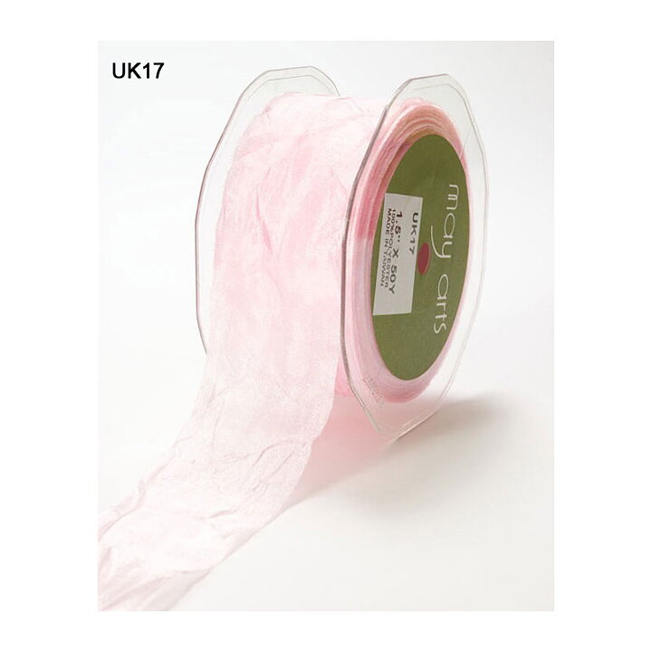 May Arts Silky Cruched Ribbon  - Pink 38 mm