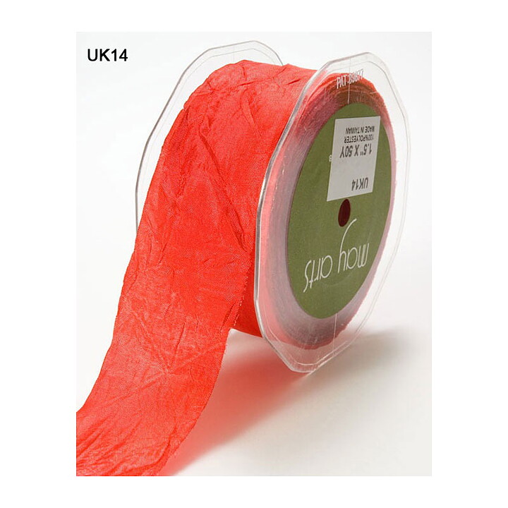 May Arts Silky Cruched Ribbon  - Red 38 mm