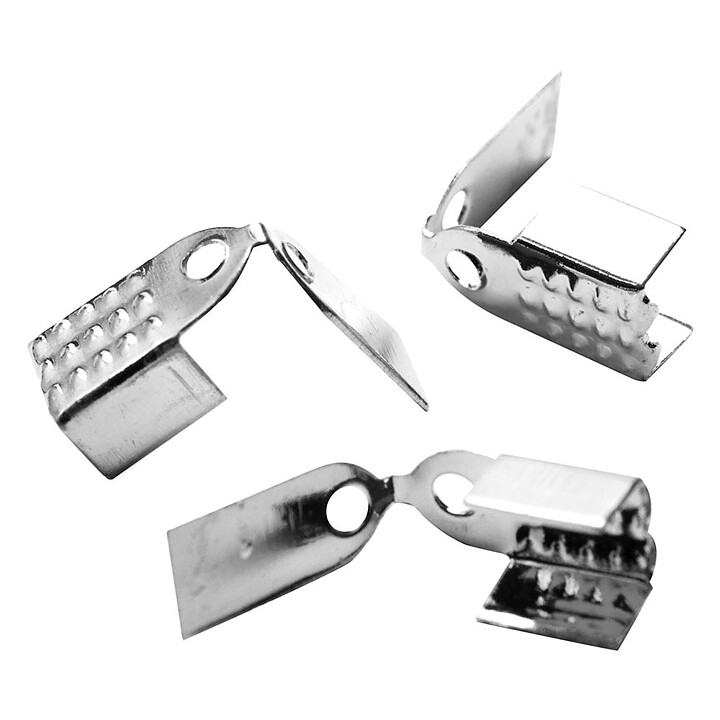 Cousin Basic Metal Findings - Silver Cord Ends Foldover 10 mm