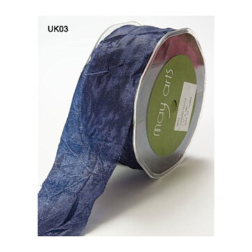 May Arts Silky Cruched Ribbon  - Navy 38 mm