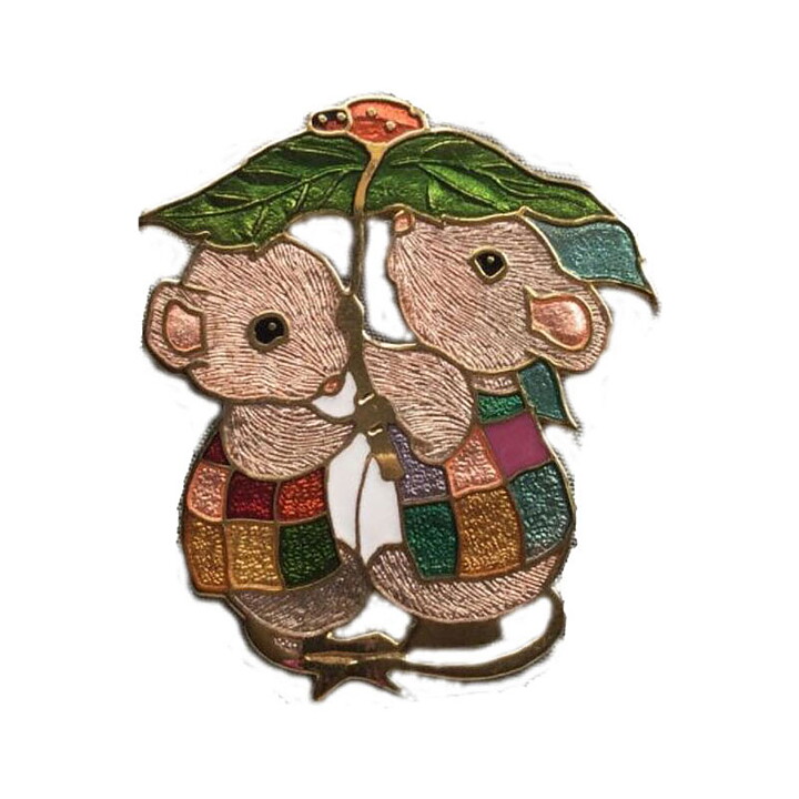 Brooch  - Beatrix Potter Mouse Leaf Umbrella