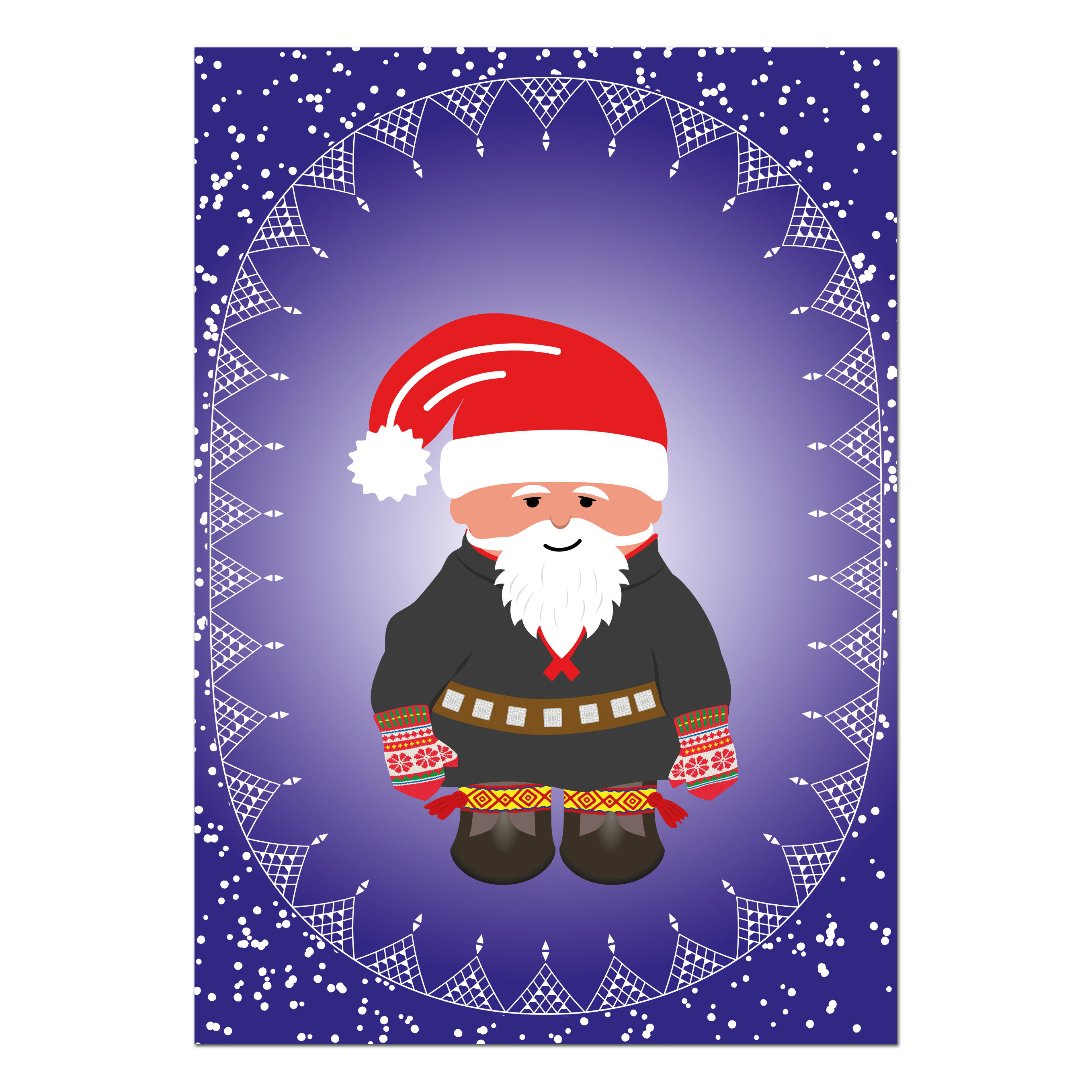 Weihnachtskarte mit Weihnachtsmann Nilssa Ivvár